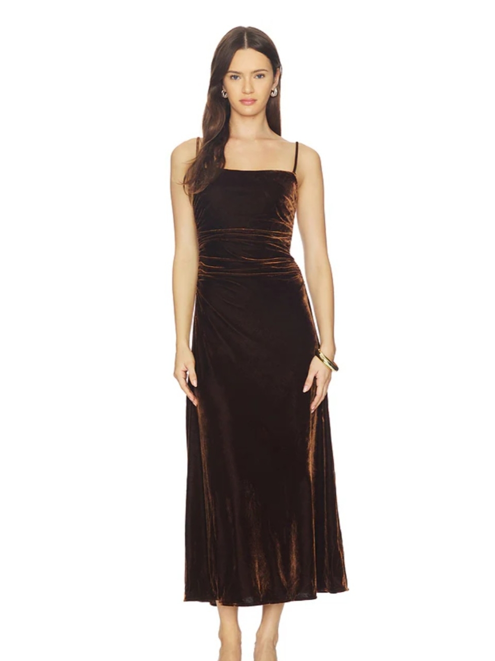 ASTR the Label Velvet Slip Midi Dress in Dark Brown Large NWT